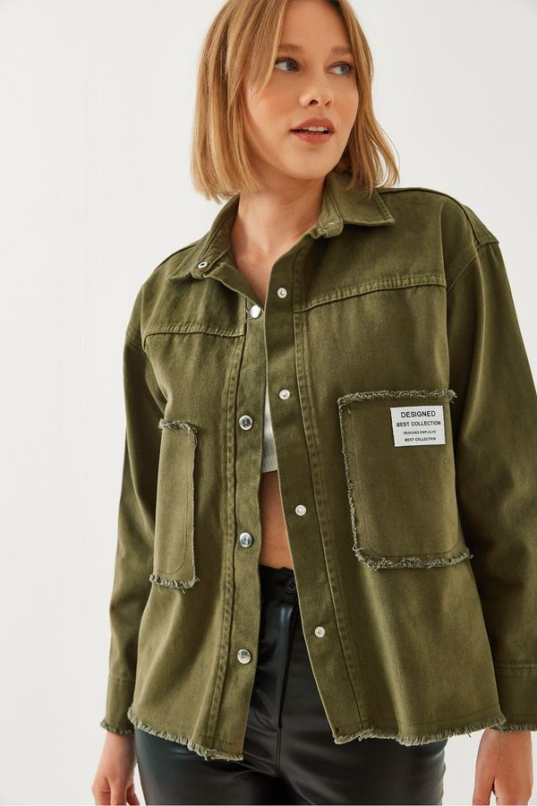 Bianco Lucci Bianco Lucci Women's Embroidered Gabardine Shirt 4468