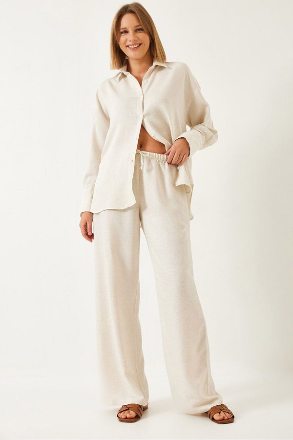 Bianco Lucci Bianco Lucci Women's Fishbone Fabric Bottom Top Set 6003