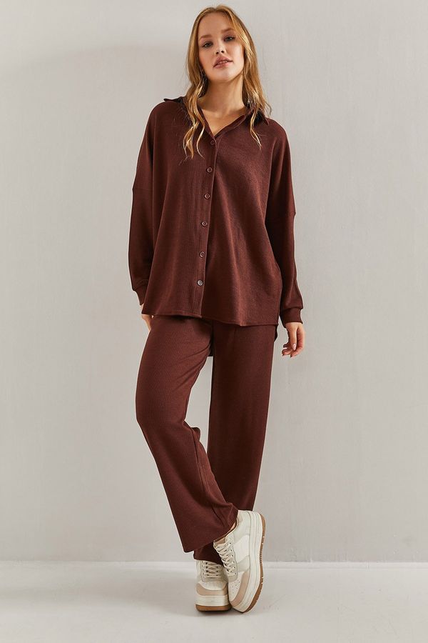 Bianco Lucci Bianco Lucci Women's Ottoman Fabric Top and Bottom Set