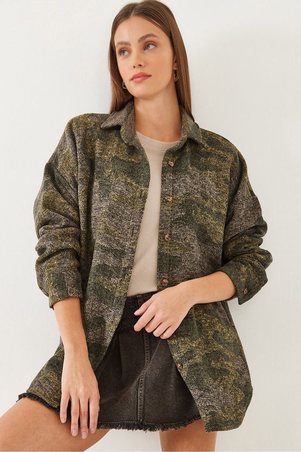 Bianco Lucci Bianco Lucci Women's Patterned Cashmere Shirt