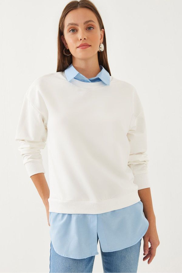 Bianco Lucci Bianco Lucci Women's Shirt Detail Sweatshirt