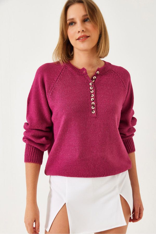 Bianco Lucci Bianco Lucci Women's Turtleneck Striped Knitwear Sweater