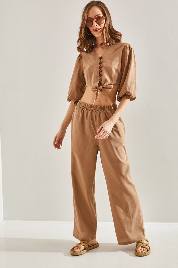 Bianco Lucci Bianco Lucci Women's Vest Tied Bottom Top Set