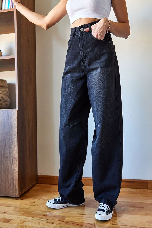 Bianco Lucci Bianco Lucci Women's Wide Leg Baggy Denim Trousers 388