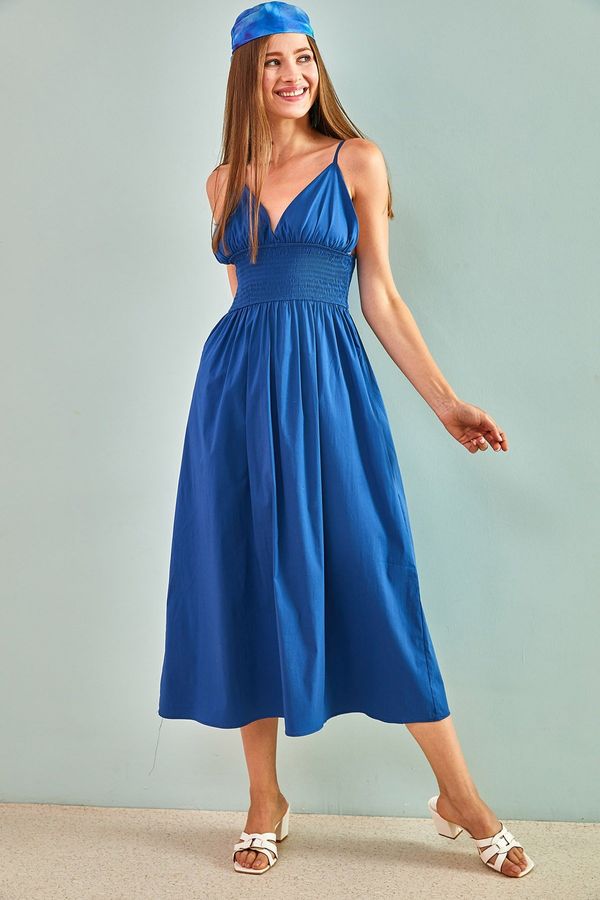 Bianco Lucci Bianco Lucci Ženska duga haljina s trakama i gippesom