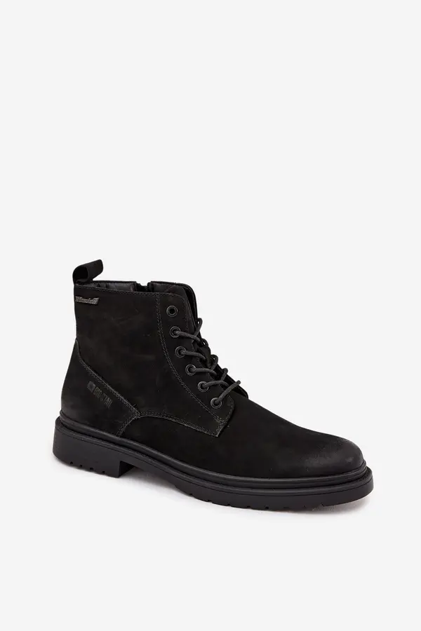 BIG STAR SHOES BIG STAR SHOES Leather Insulated Men's Ankle Boots With Zipper Big Star