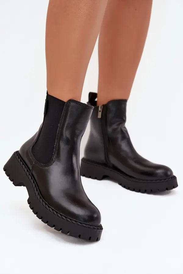 BIG STAR SHOES BIG STAR SHOES Leather Women's Ankle Boots Insulated With Zipper Big Star