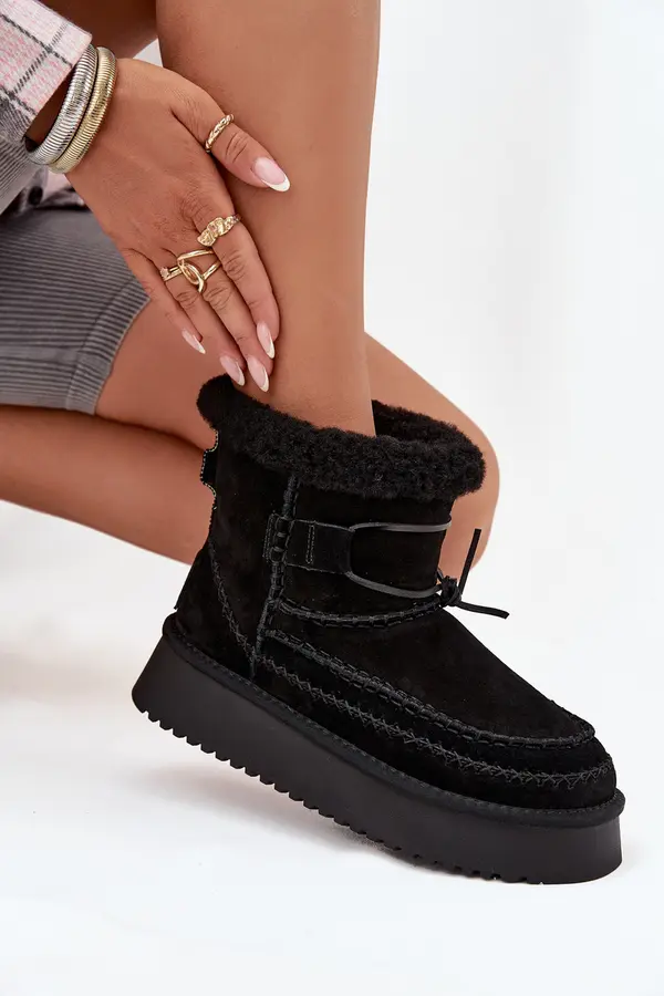 BIG STAR SHOES BIG STAR SHOES Suede Snow Boots for Women with Decorative Stitching Big Star