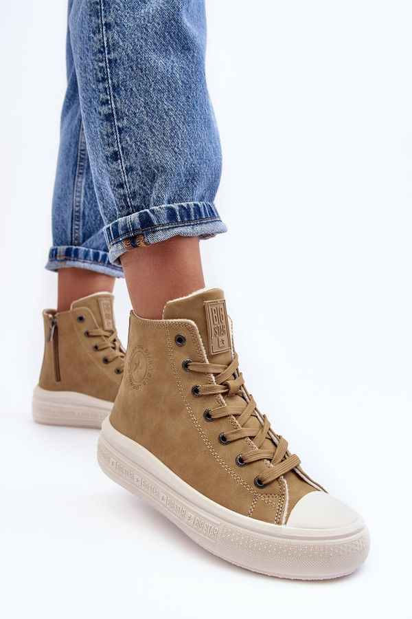 BIG STAR SHOES BIG STAR SHOES Women's Zip-Up Insulated Sneakers Camel Big Star