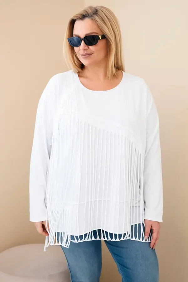 Kesi Włoski Bijela bluza plus size s resama
