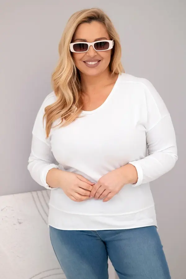 Kesi Włoski Bijela bluza plus size s V-izrezom