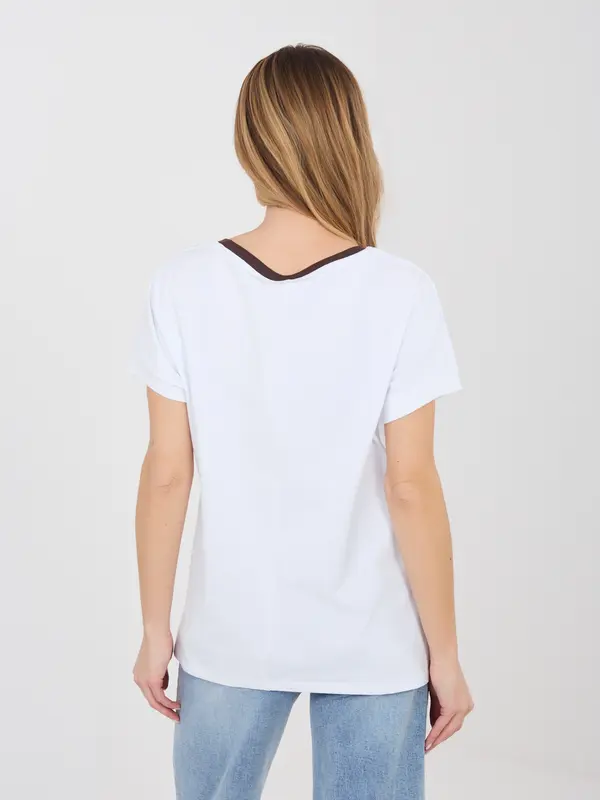 RELEVANCE Bijela bluza s kontrastnim dekolteom