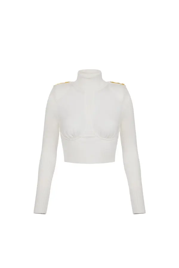 Elisabetta Franchi Bijela dolčevita majica Elisabetta Franchi