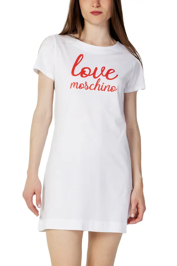 Love Moschino Bijela haljina s printom Love Moschino