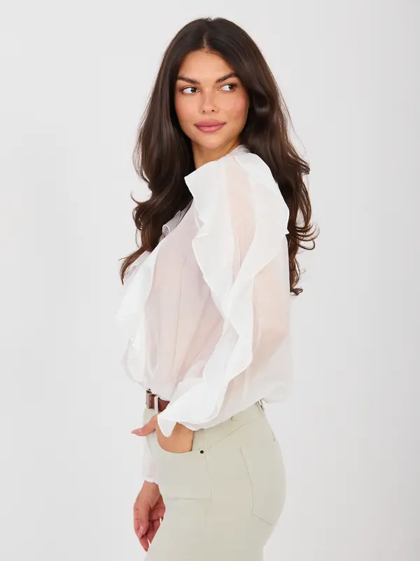 Factory Price Bijela šifonska bluza s volanima