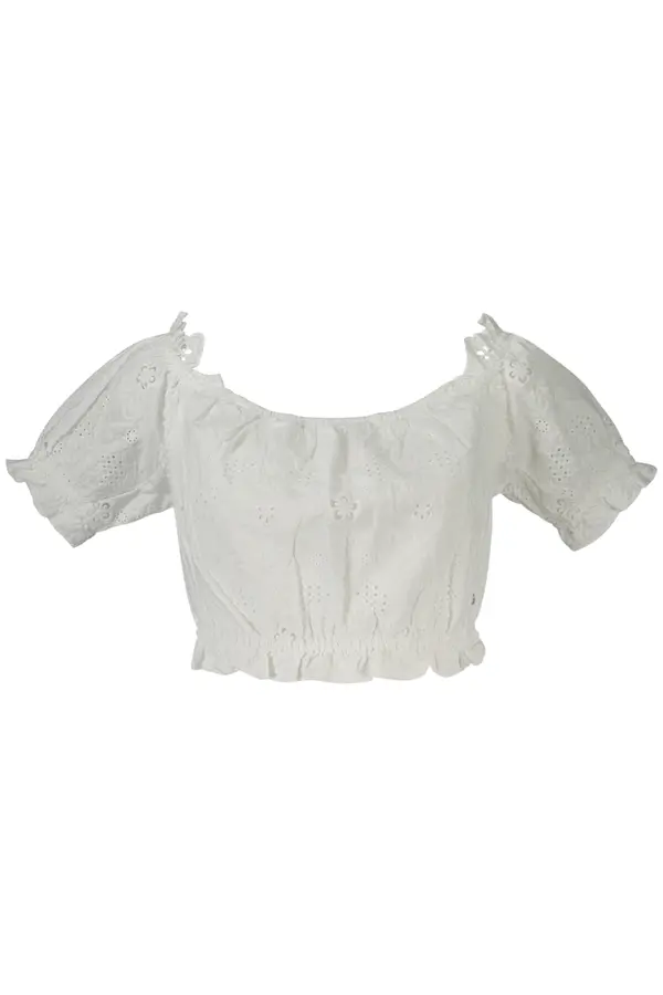 GUESS JEANS Bijeli čipkasti top GUESS JEANS