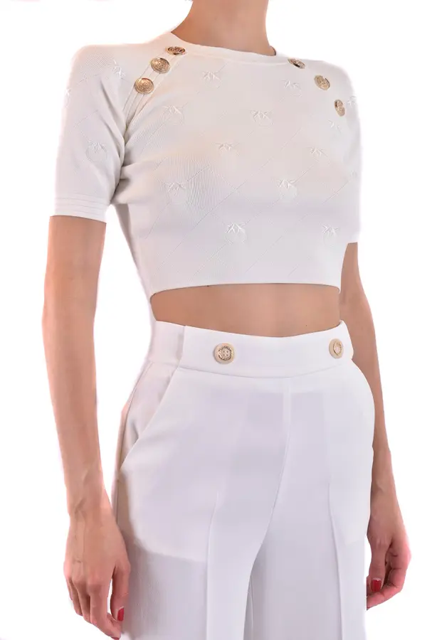Pinko Bijeli crop top s ukrasnim gumbima