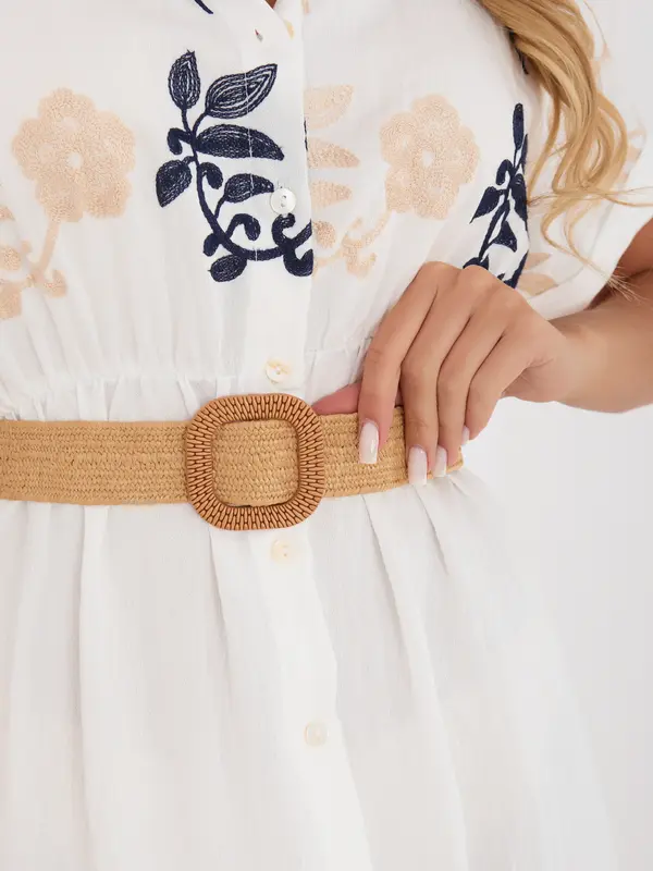 Italy Moda Bijelo-plava košuljasta haljina