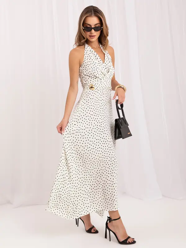 Italy Moda Bijelo-plava midi haljina s točkicama
