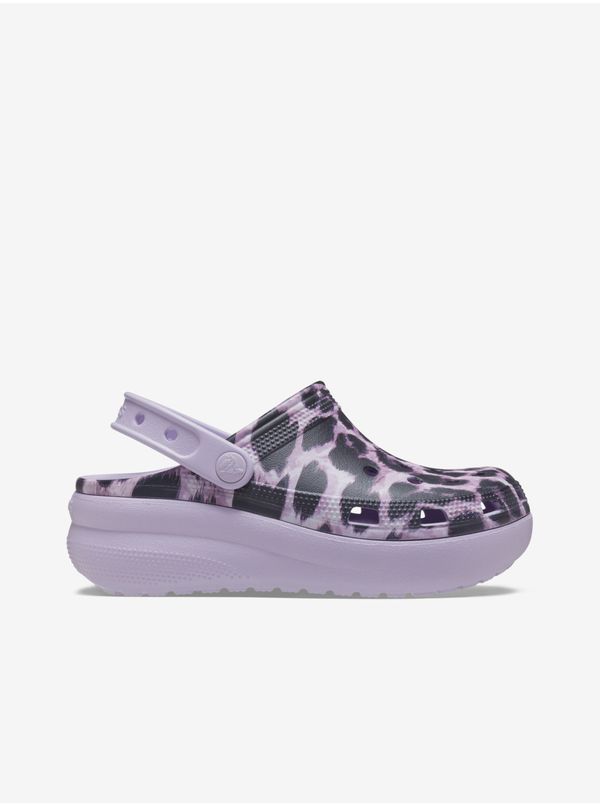 Crocs Black & Purple Girls' Patterned Slippers Crocs - Girls