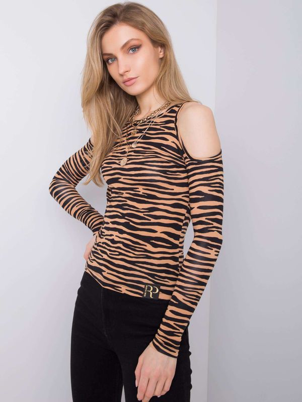 Fashionhunters Black-beige blouse with patterns Nola RUE PARIS