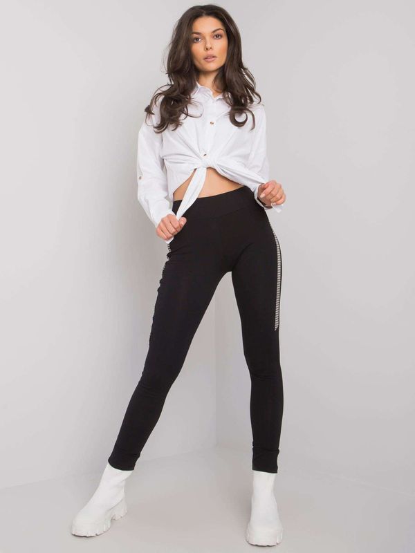 Fashionhunters Black cotton leggings Eve RUE PARIS