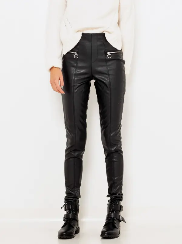 CAMAIEU Black leatherette trousers CAMAIEU - Women
