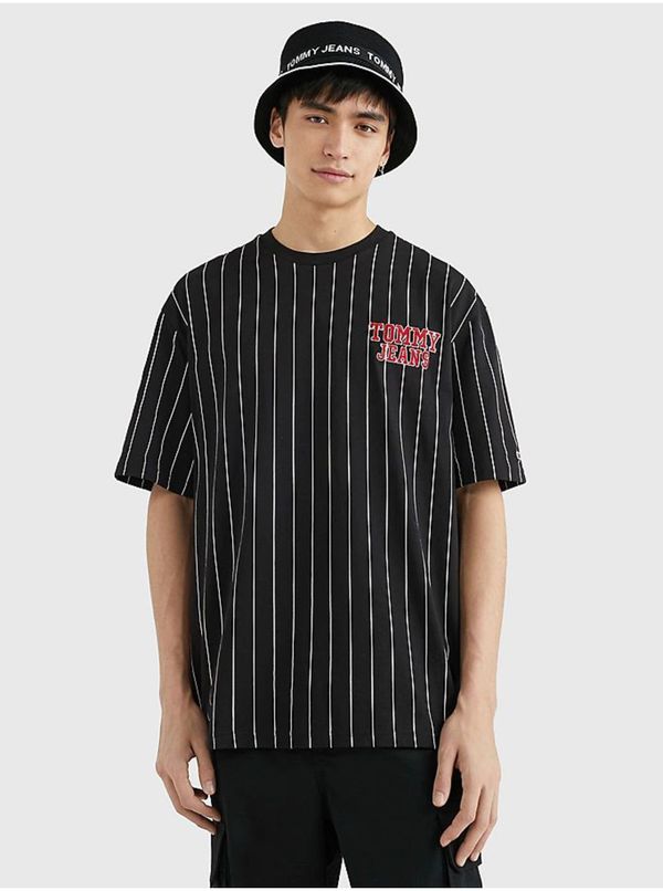Tommy Hilfiger Black Mens prugasta predimenzionirana majica Tommy Jeans - Muškarci