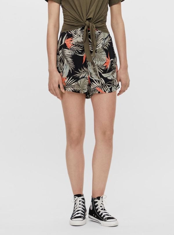 Pieces Black Patterned Loose Shorts Pieces Nya - Women