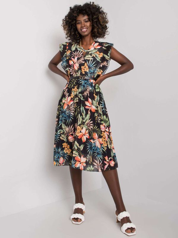 Fashionhunters Black pleated dress Garrina