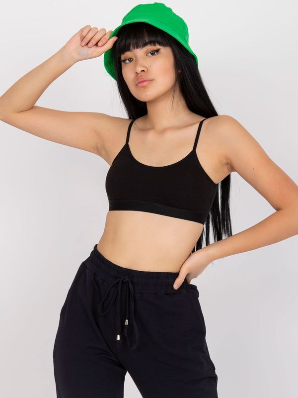 Fashionhunters Black sports crop top with padded cups