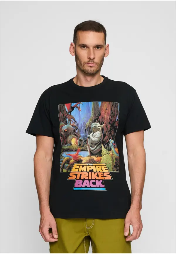 Merchcode Black Star Wars Yoda Poster T-Shirt