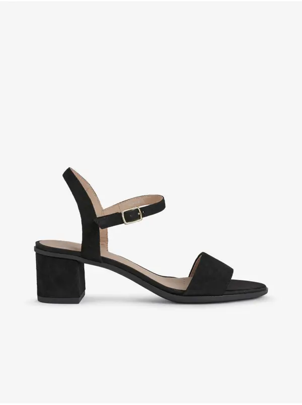 GEOX Black Suede Heeled Sandals Geox Aurely - Ladies