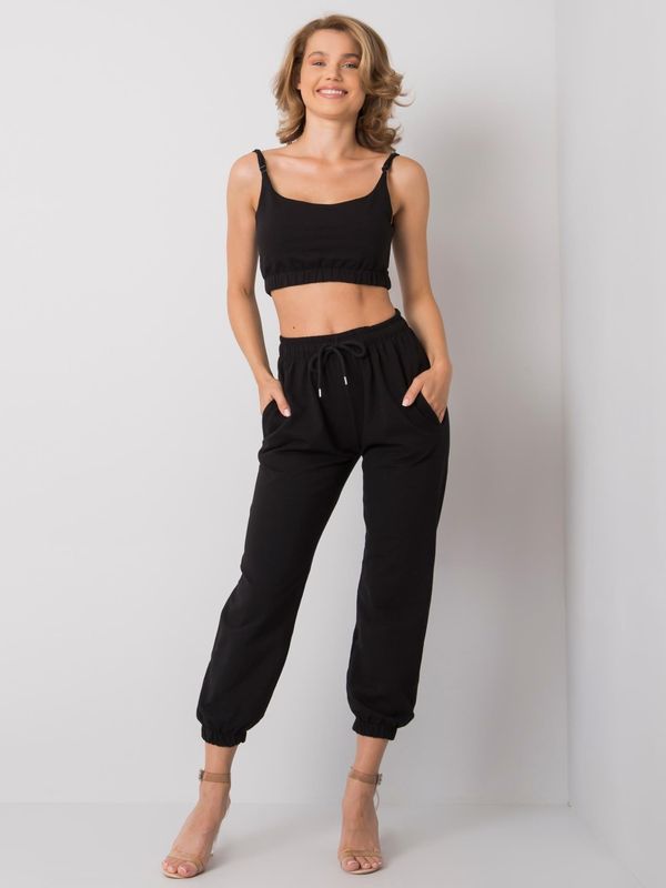 Fashionhunters Black two-piece tracksuit