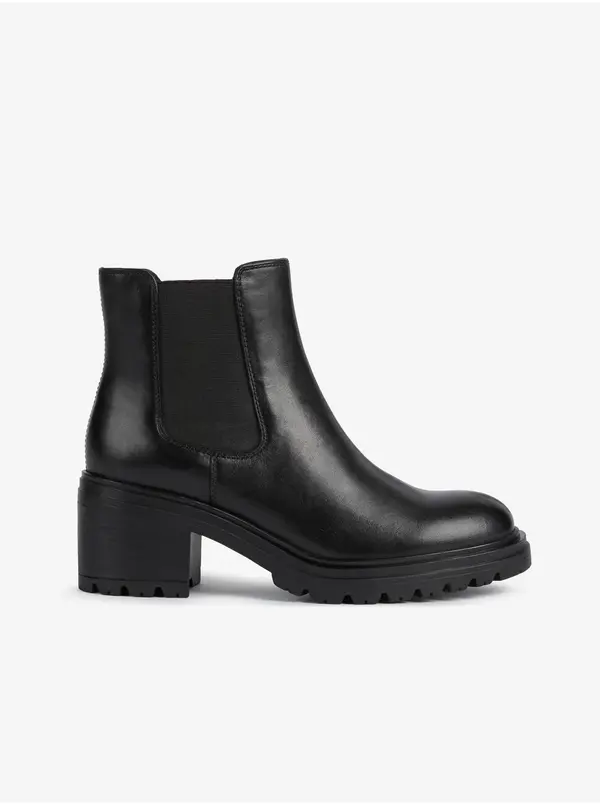 GEOX Black Women's Ankle Leather Heeled Geox Shoes - Women's