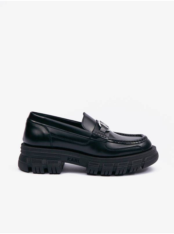 Karl Lagerfeld Black Women's Leather Moccasins on the Platform KARL LAGERFELD Precinc - Women