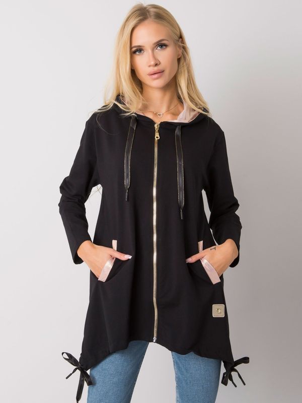 Fashionhunters Black zippered sweatshirt with pockets