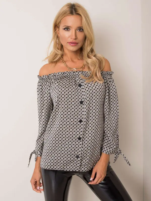 Sublevel Blouse-D52211W10987B-black-white