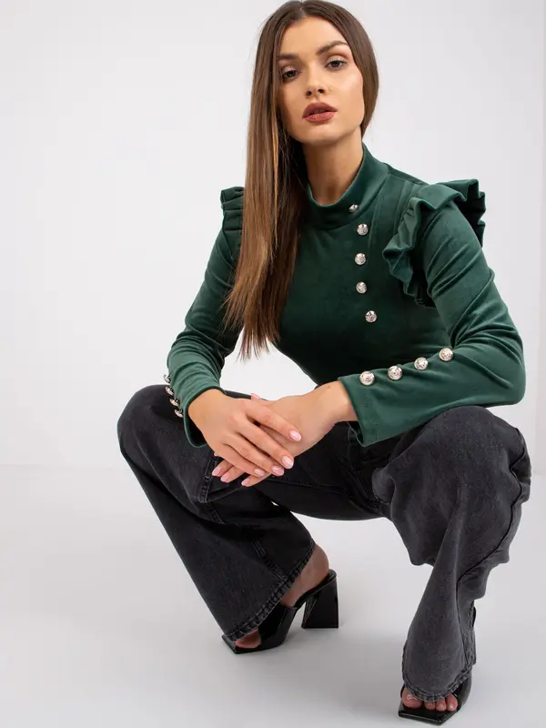 Italy Moda Blouse-DHJ-BZ-6533A.44P-dark green