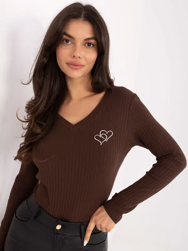 RUE PARIS Blouse-RV-BZ-A1055.29P-dark brown