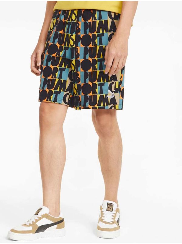 Puma Blue and Black Mens Patterned Sports Shorts Puma - Men