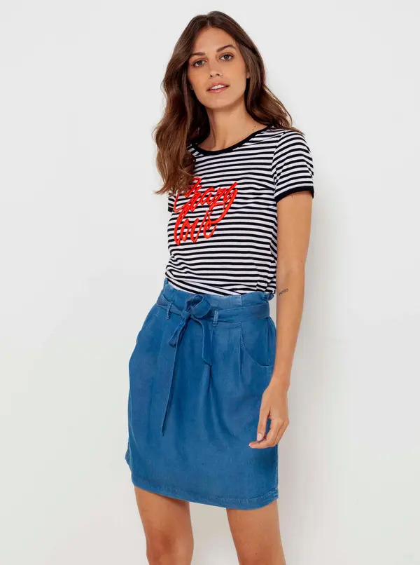 CAMAIEU Blue Denim Skirt with CamAIEU Pockets - Women