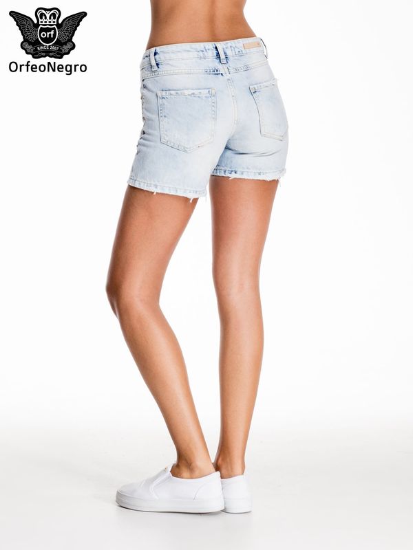 Fashionhunters Blue jean shorts with rhinestones