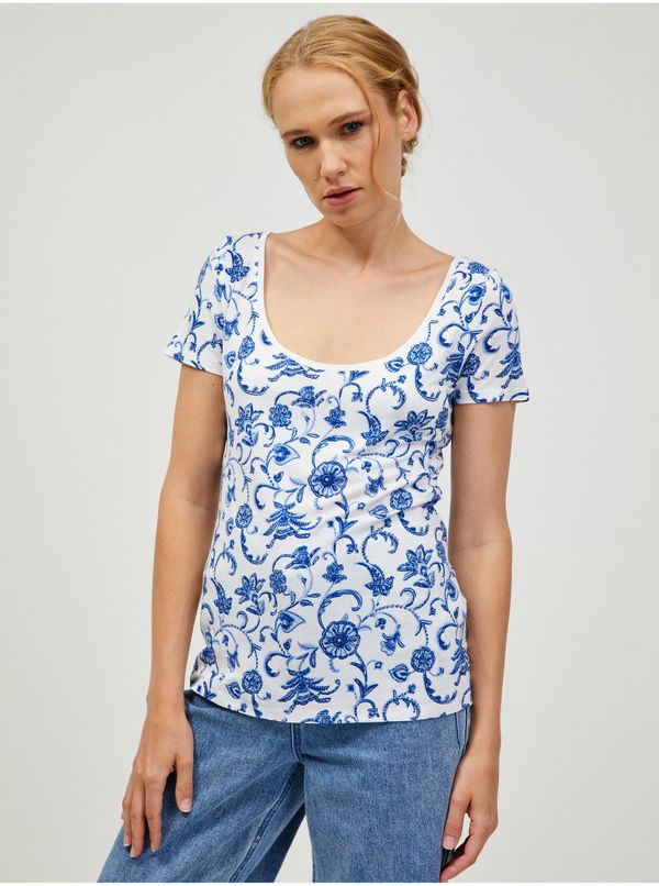 Orsay Blue-white patterned T-shirt ORSAY - Women