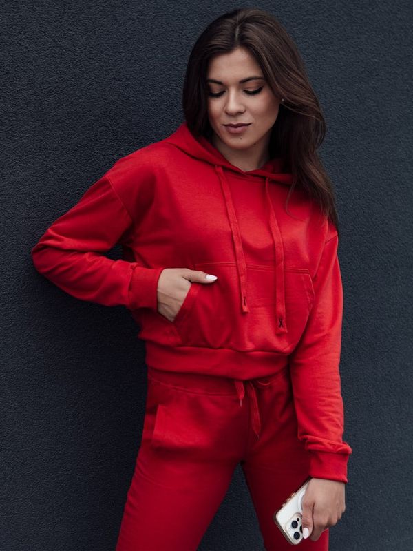 DStreet Bluza damska z kapturem TRENDHOOD czerwona Dstreet