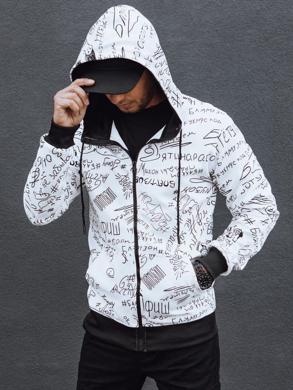 DStreet Bluza męska rozpinana z kapturem biała Dstreet