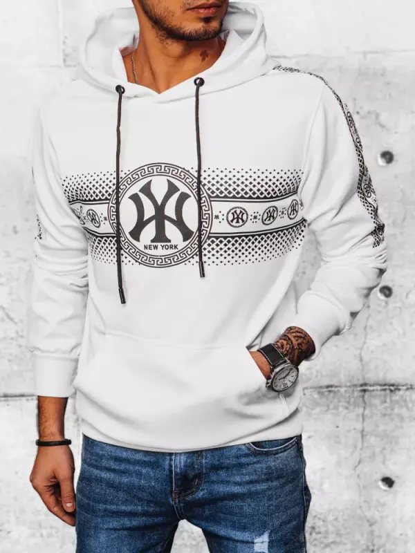 DStreet Bluza męska z kapturem i nadrukiem biała Dstreet
