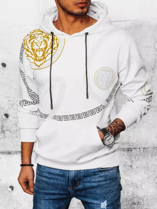 DStreet Bluza męska z kapturem i nadrukiem biała Dstreet