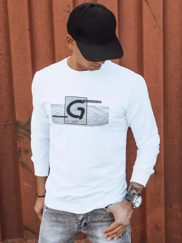 DStreet Bluza męska z nadrukiem biała Dstreet