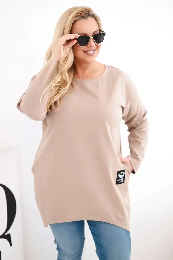 Kesi Włoski Bluza plus veličine s produženim leđima, devil kroja
